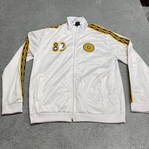 Black Leopard Soccer Jacket Mens Large White Full Zip Active Athletic